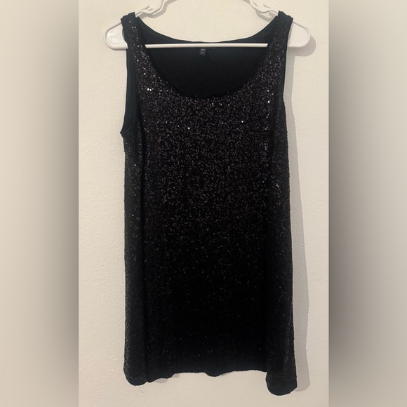 Eileen Fisher Silk All Over Sequin Mini Dress LBD Party NYE Festive Size Medium - Picture 1 of 10